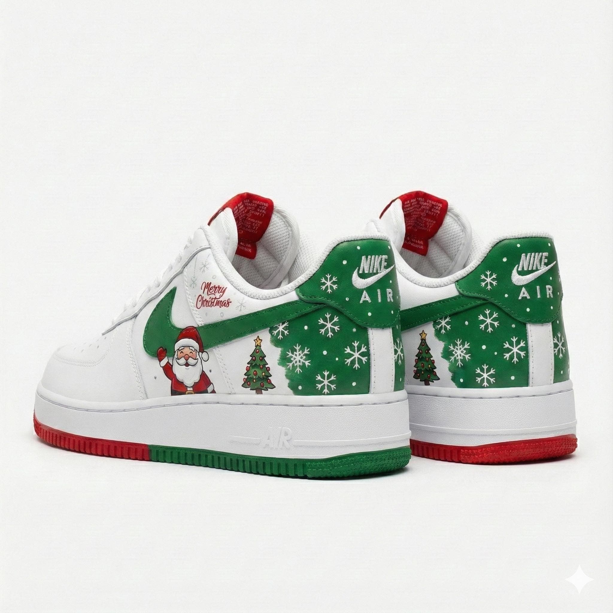 Custom Hand-Painted Nike Air Force 1 Shoes | Christmas Santa | Jolly Holiday AF1 Sneakers | Festive Streetwear
