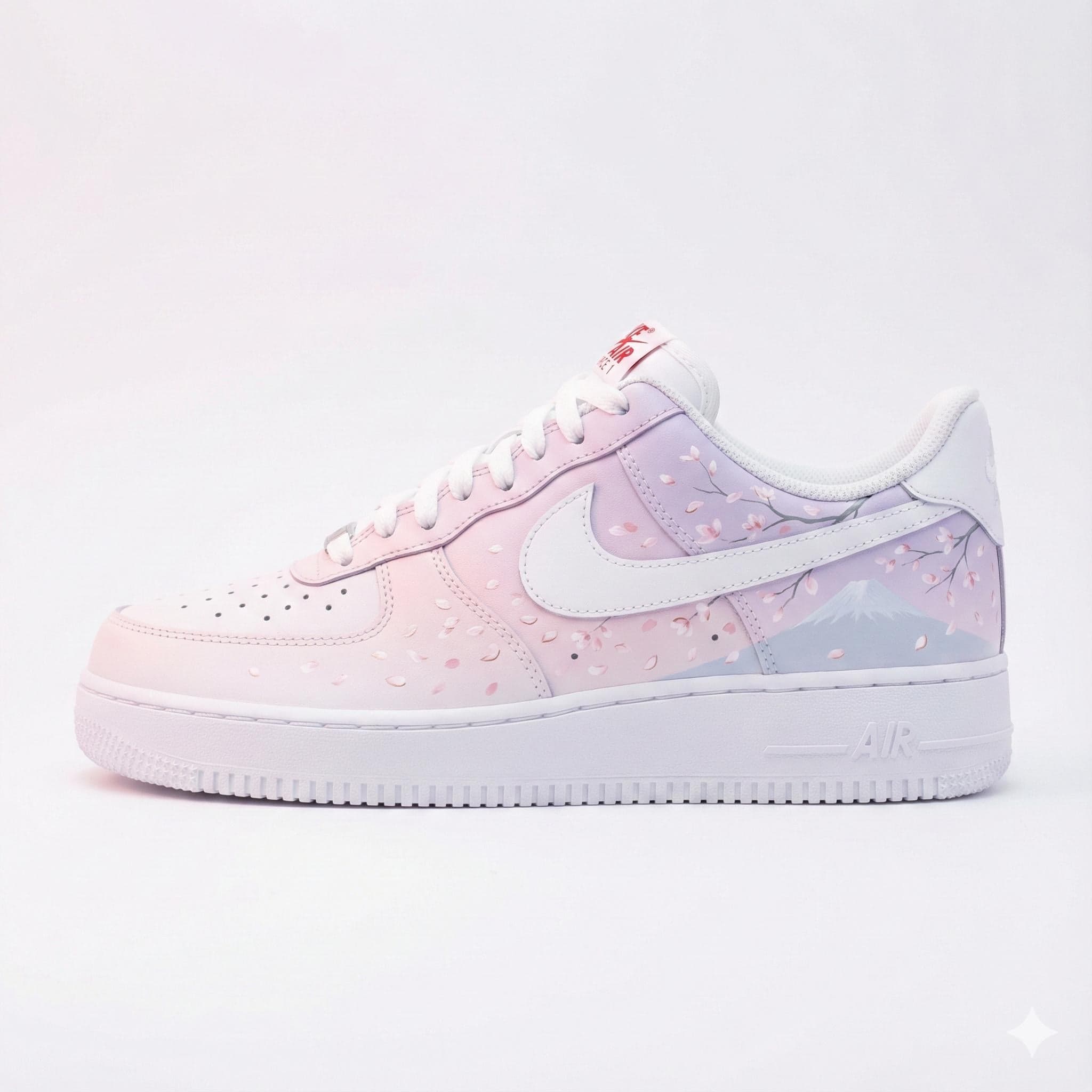 Custom Hand-Painted Sakura Air Force 1 | Mount Fuji Cherry Blossom Sneakers | Mt Fuji AF1