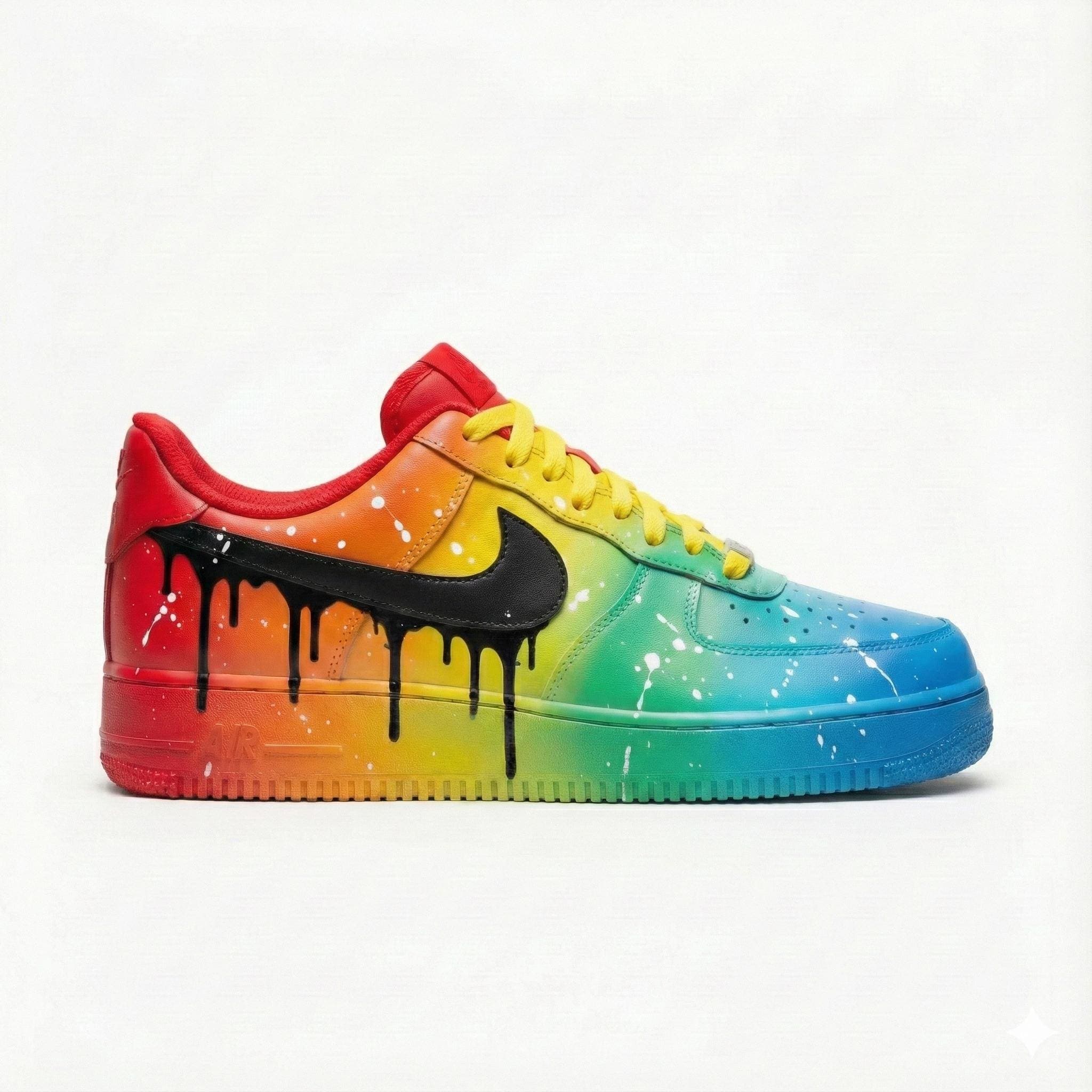 Custom Nike Air Force 1 Shoes | Rainbow Drip Paint | Colorful Sneakers AF1