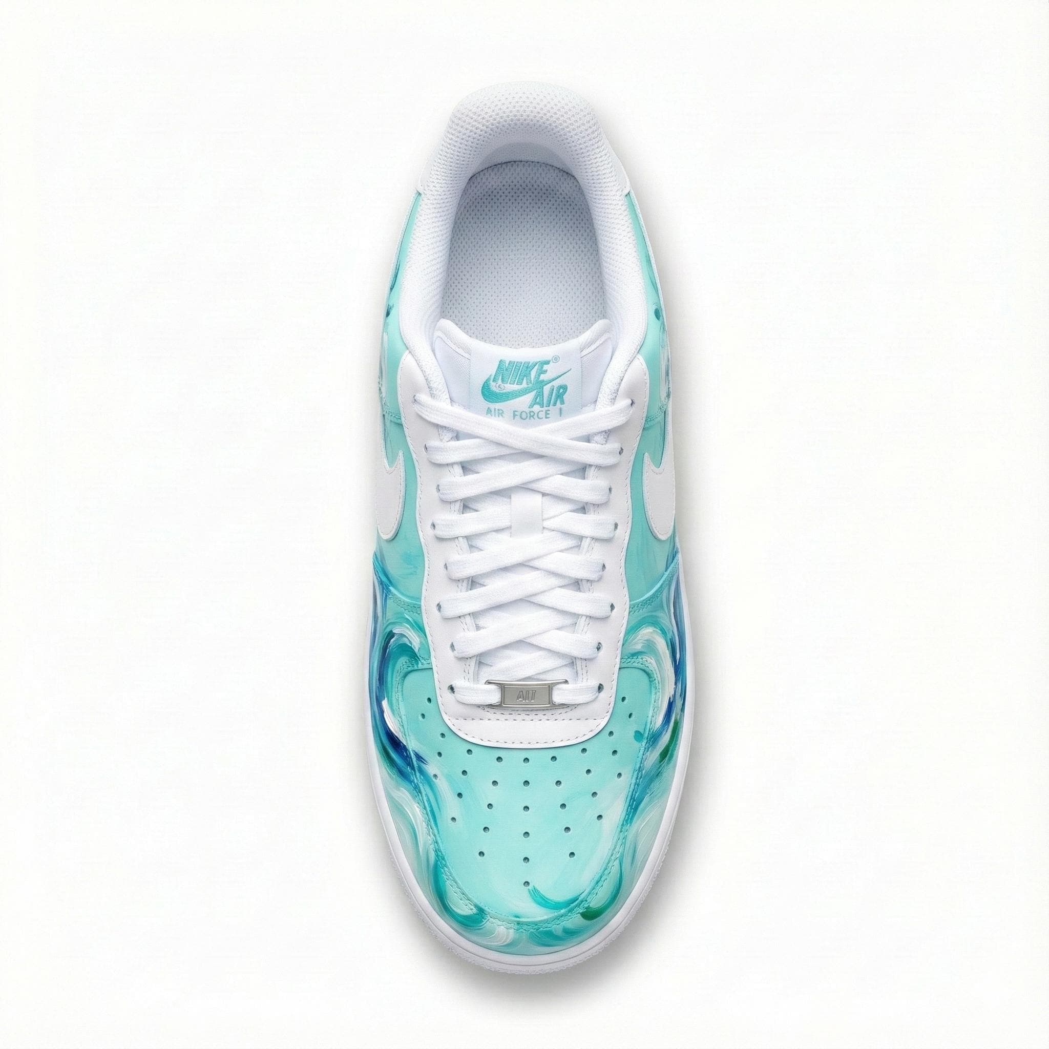 Custom Hand-Painted Nike Air Force 1 Shoes | Ocean Waves | Unique Streetwear Footwear