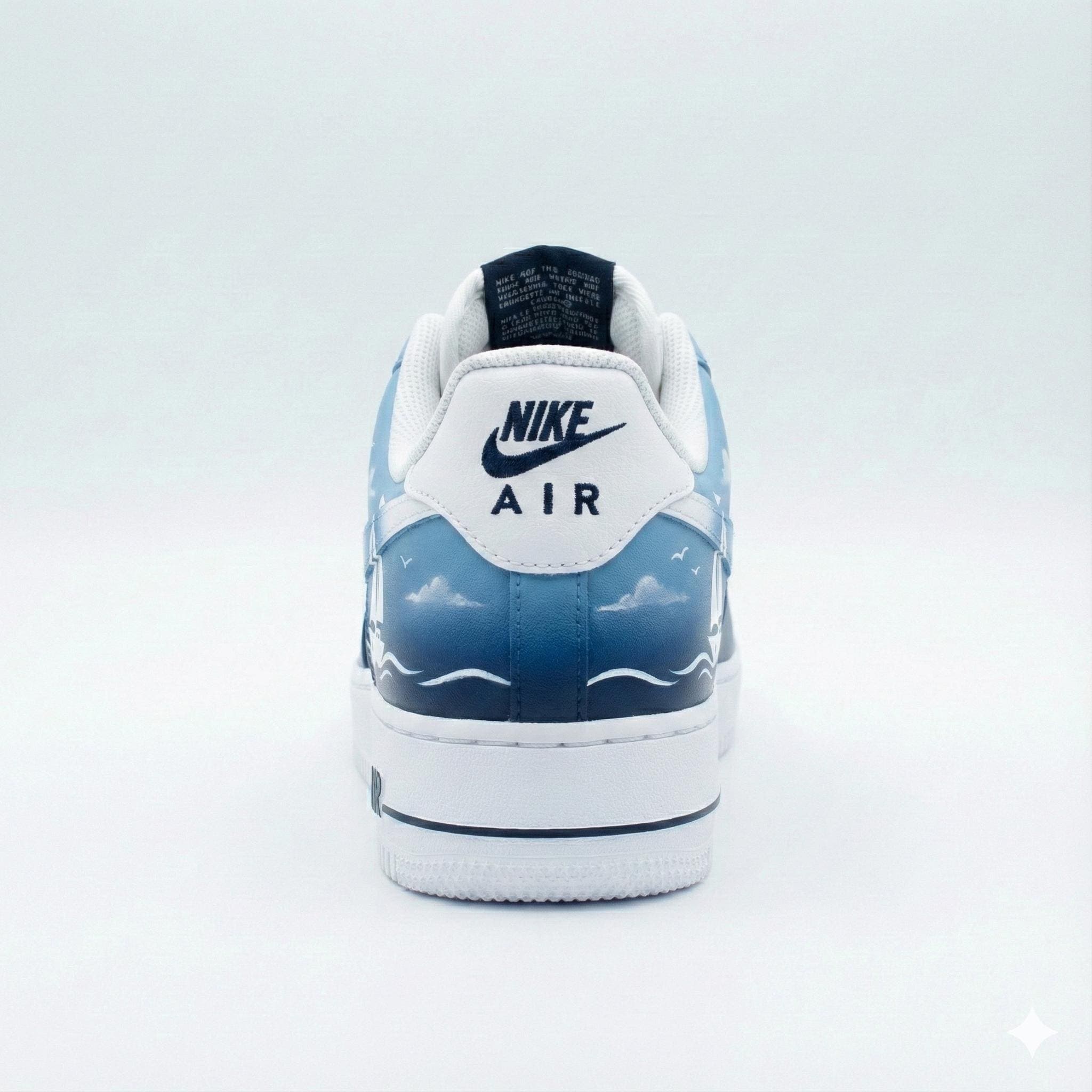 Custom Nike Air Force 1 Shoes | Ocean Sailboat Blue | Sea Waves Sneakers AF1