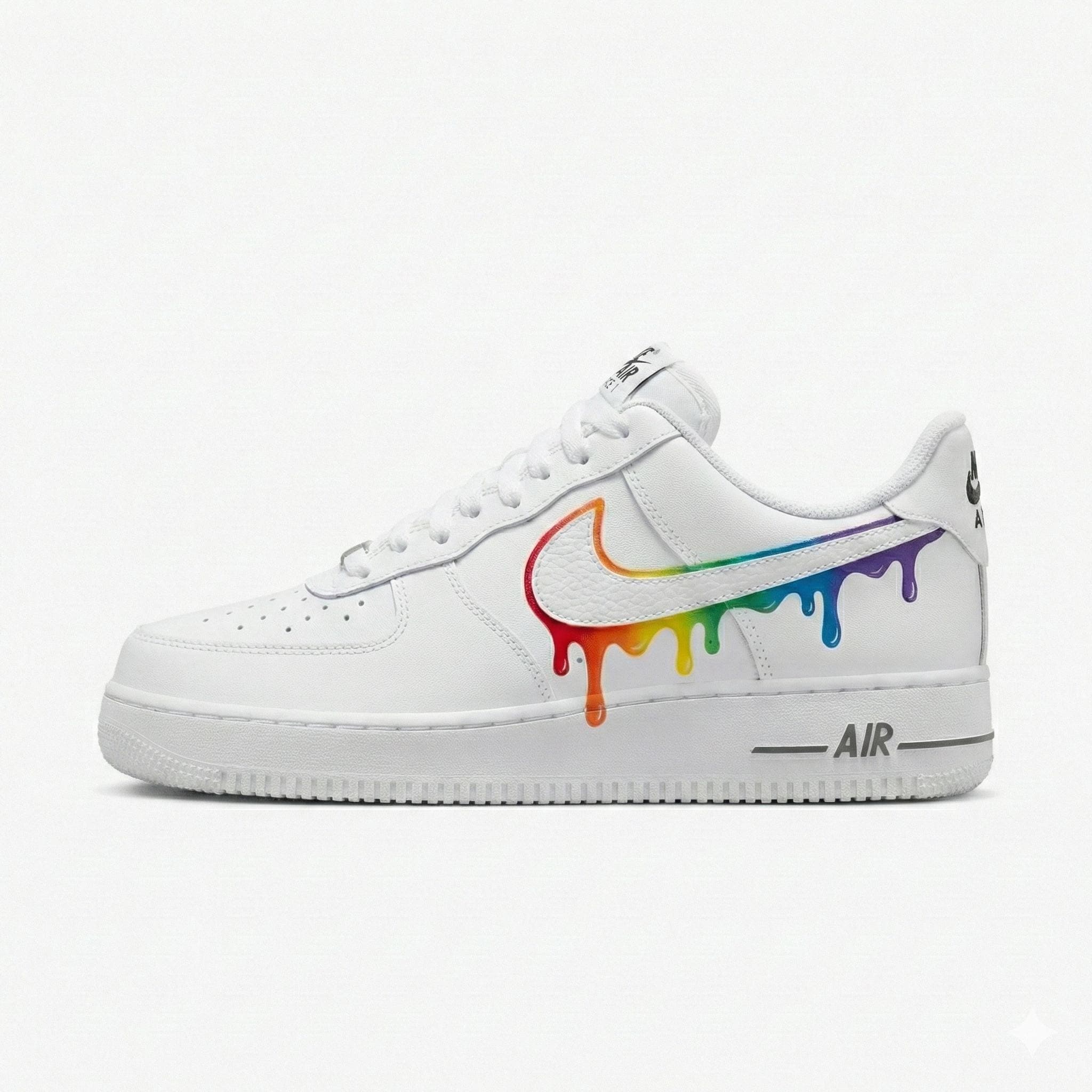 Custom Nike Air Force 1 Shoes | Rainbow Outline Swoosh | Pride Drip Sneakers AF1