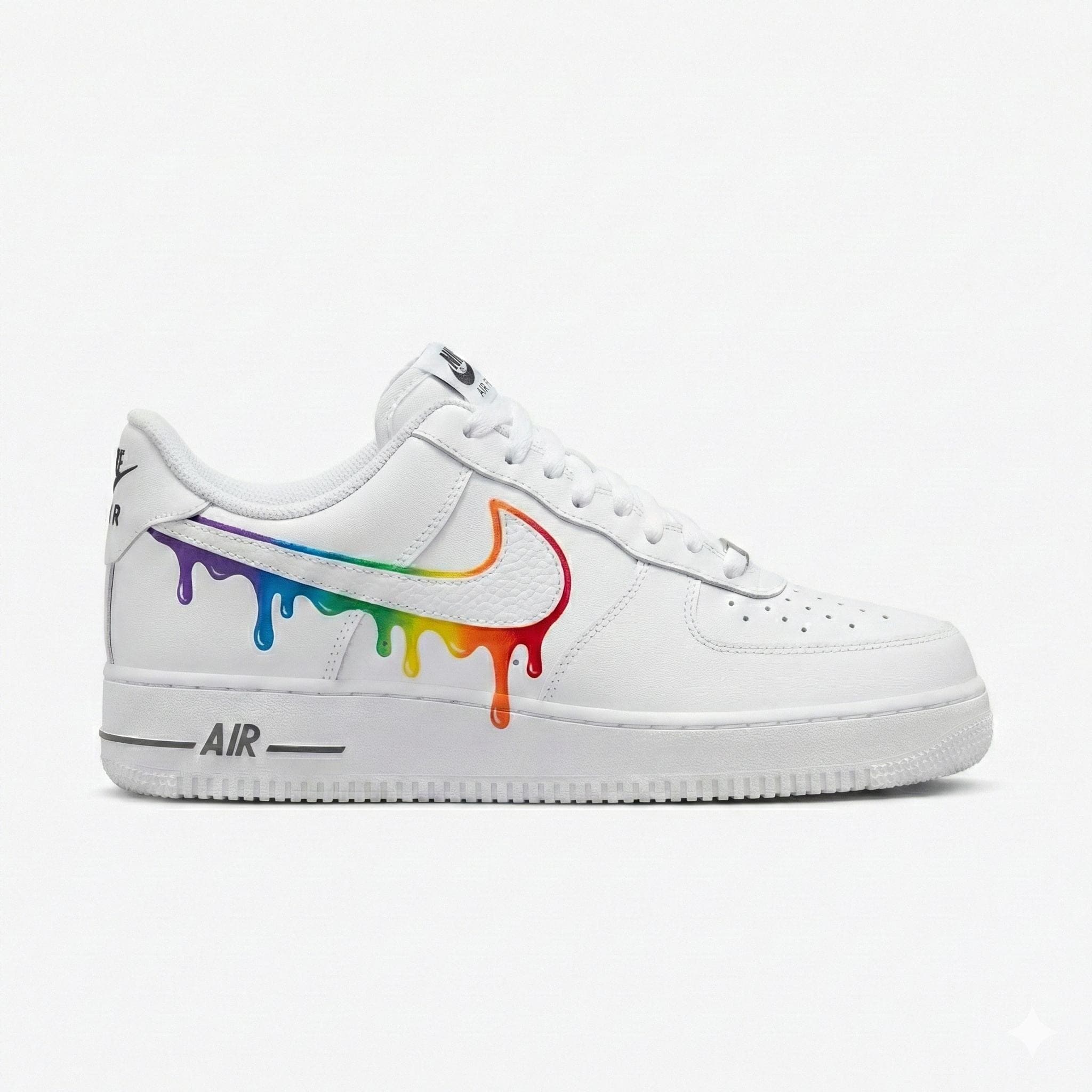 Custom Nike Air Force 1 Shoes | Rainbow Outline Swoosh | Pride Drip Sneakers AF1
