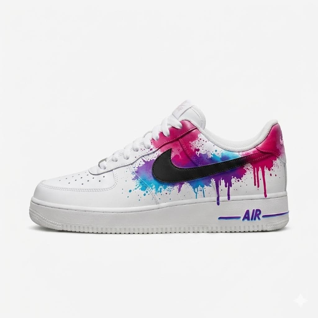 Custom Hand-Painted Nike Air Force 1 Sneakers โ Purple/Blue/Pink Drip AF1 Shoes